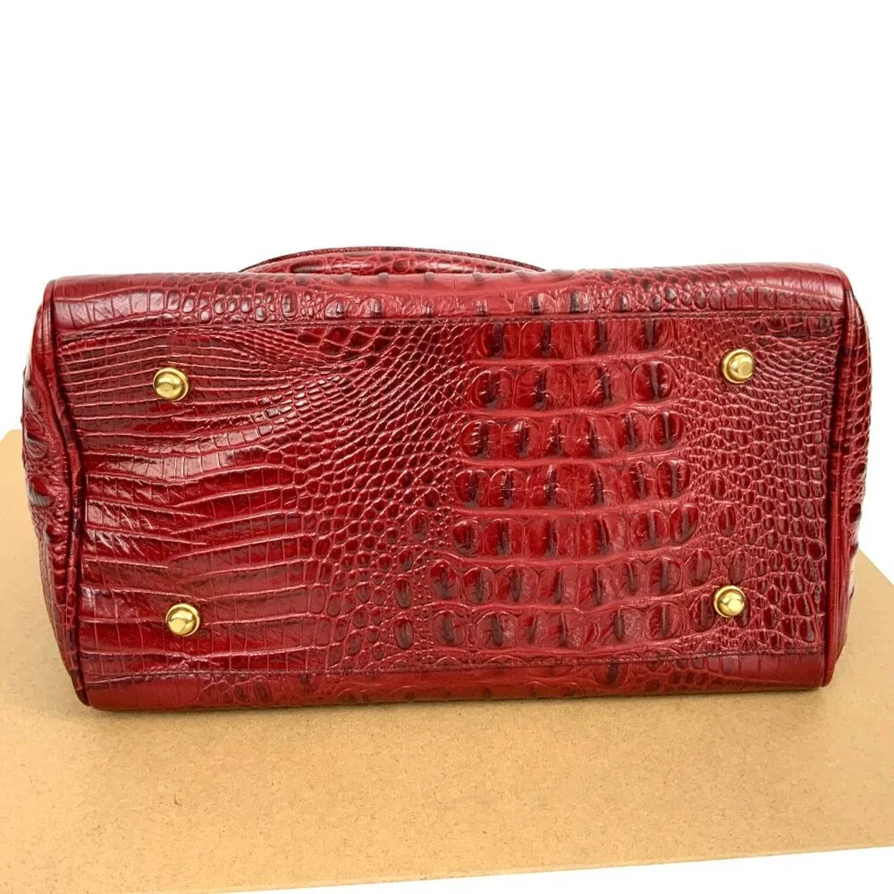 Brahmin Kelsey Crocodile-Embossed Leather Carryall Tote in Cranberry Red - Picture 5 of 16